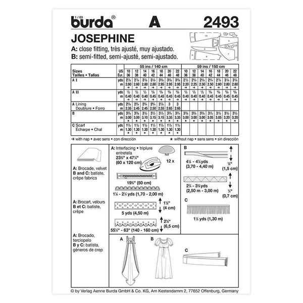 Pattern, Burda, 2493, Historical Josephine Dress
