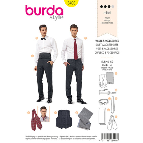 Pattern, Burda, 3403, Men's Vest