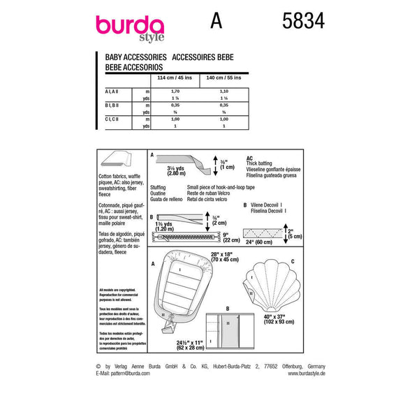Pattern, Burda, 5834, Baby Accessories