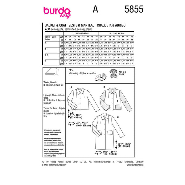 Pattern, Burda, 5855, Coat and Jacket