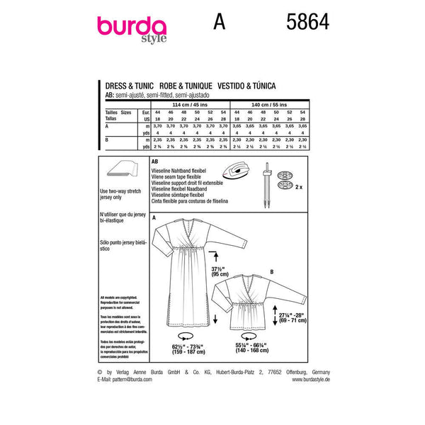 Pattern, Burda, 5864, Dress and Tunic Top