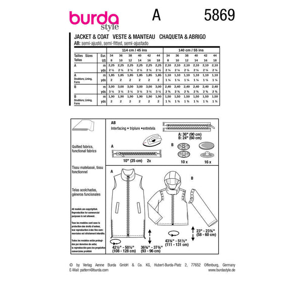 Pattern, Burda, 5869, Waistcoat/Vest & Jacket