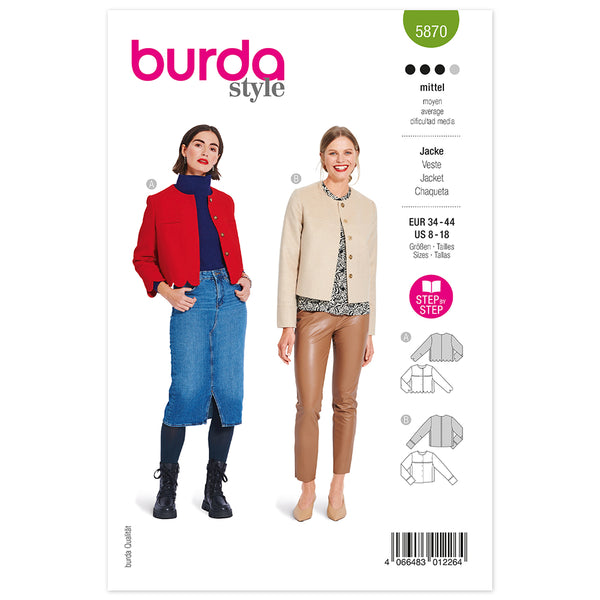 Pattern, Burda, 5870, Jacket Scalloped Edge Option