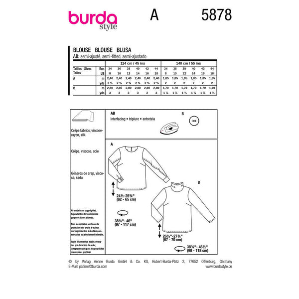 Pattern, Burda, 5878, Blouse