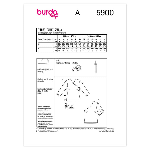 Pattern, Burda, 5900, Fitted Ladies T-Shirt