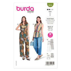 Pattern, Burda, 5914, Sleeveless Jumpsuit and Blouse with Elastic Waist