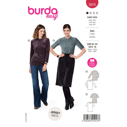 Pattern, Burda, 5970, Slim Fitting Top with a Neckband