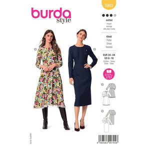 Pattern, Burda, 5983, Dress with Waistband and a Wide or Narrow Skirt