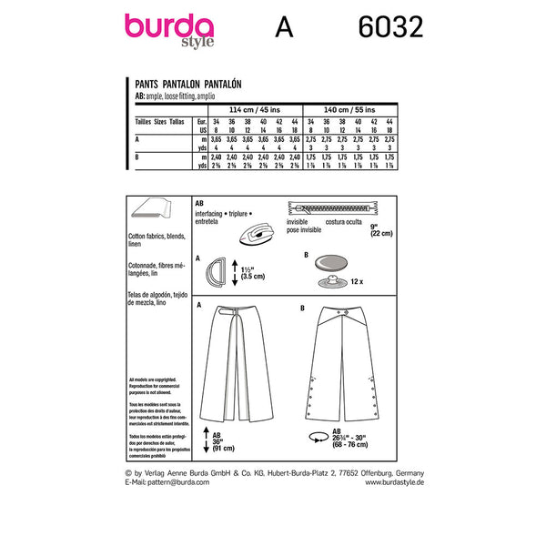 Pattern, Burda, 6032, Sailor Trouser/Pants