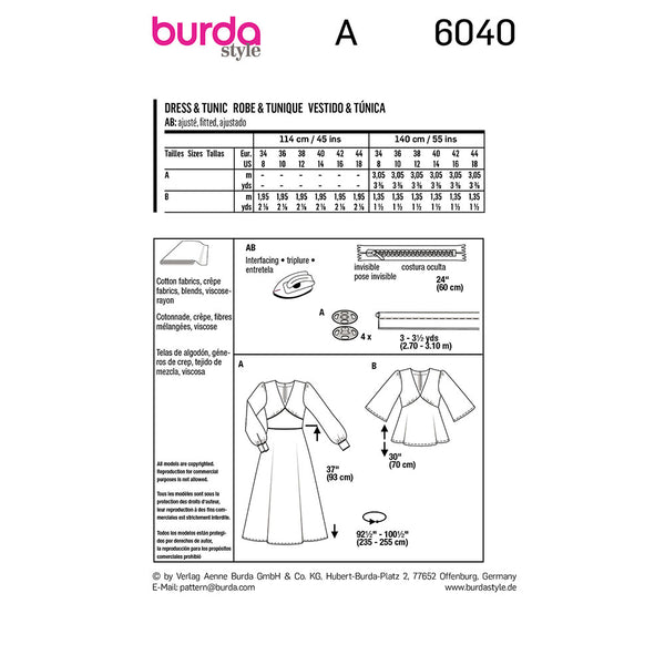 Pattern, Burda, 6040, Dress, Top