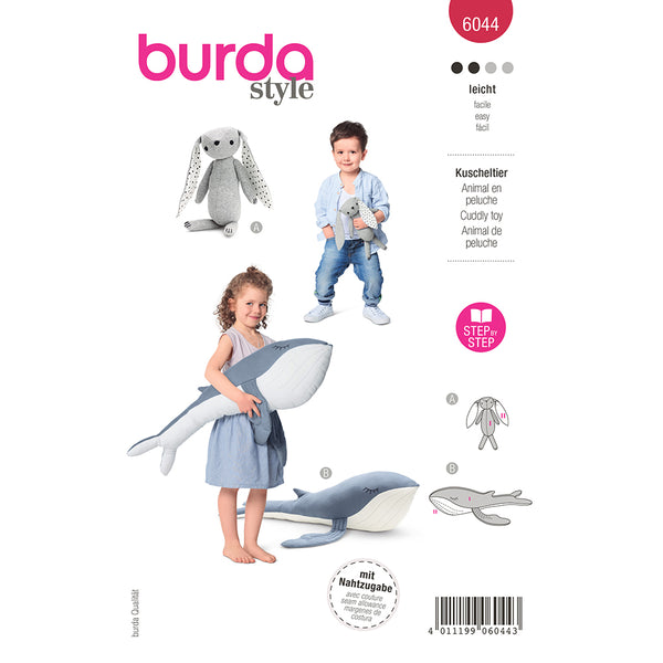 Pattern, Burda, 6044, Stuffed Animals - Bunny and Whale