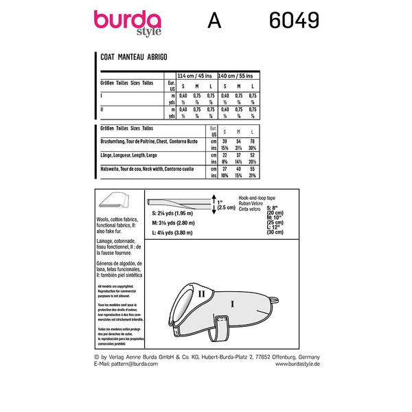 Pattern, Burda, 6049, Dog Coat