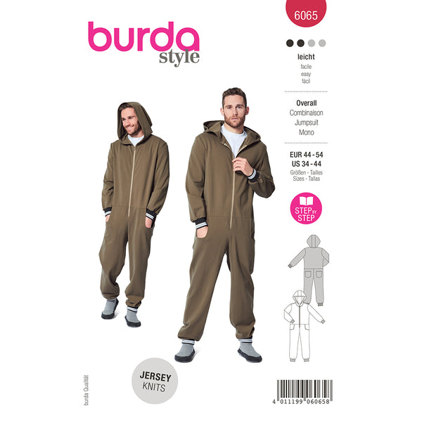 Pattern, Burda, 6065, Overalls for Men with Hood