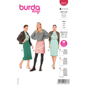 Pattern, Burda, 6073,  Skirt in Three Lengths with Elastic, Slim Shape