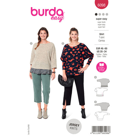 Pattern, Burda, 6098, T- Shirt, Plus Sizes