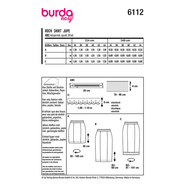Pattern, Burda, 6112, Skirt