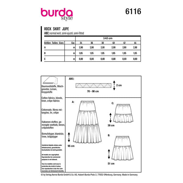 Pattern, Burda, 6116, Skirt