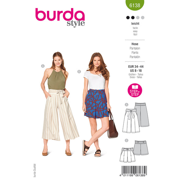 Pattern, Burda, 6138, Culottes, Trousers/Pants