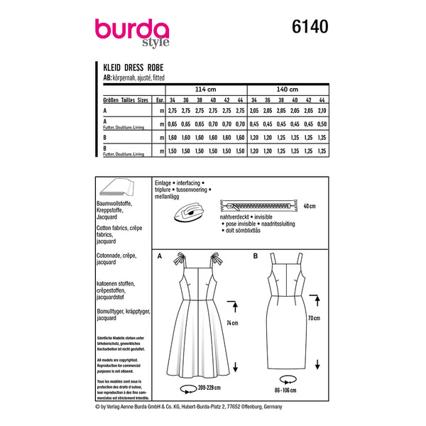 Pattern, Burda, 6140, Dress