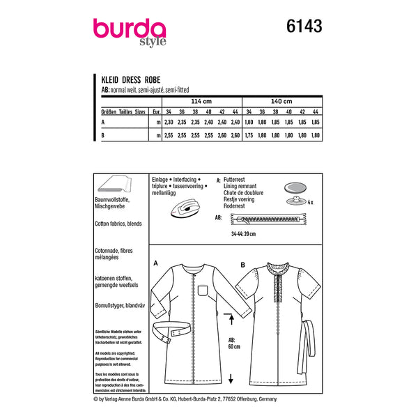 Pattern, Burda, 6143, Dress