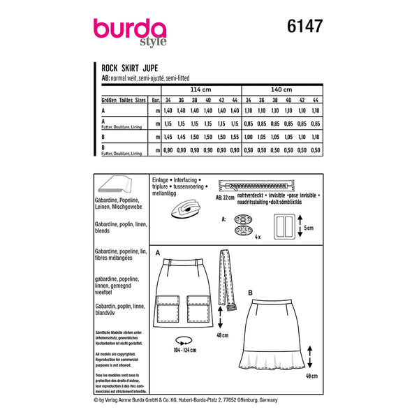 Pattern, Burda, 6147, Skirt