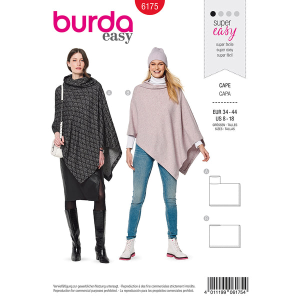 Pattern, Burda, 6175, Cape - Rectangular - with roll neck