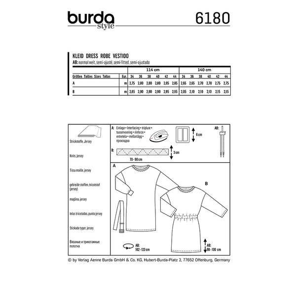 Pattern, Burda, 6180, Shirtdress - Overcut shoulders