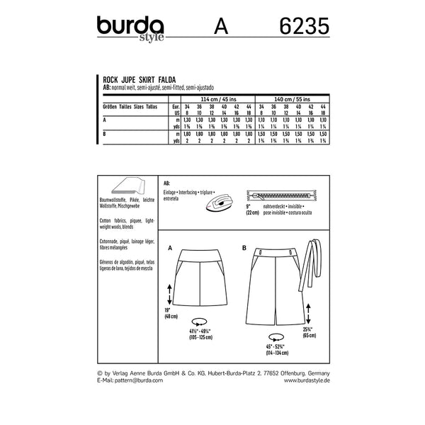 Pattern, Burda, 6235, Skirt with Yoke