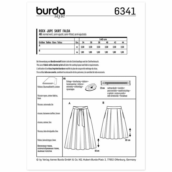 Pattern, Burda, 6341, Pleated Skirt