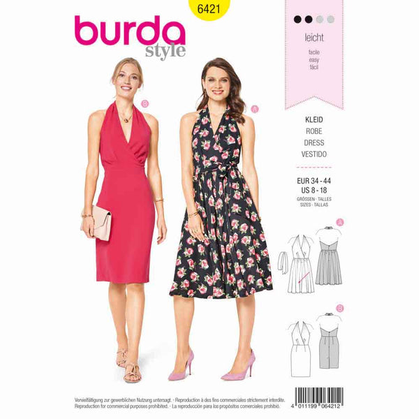 Pattern, Burda, 6421, Halterneck Dress- Cocktail Dress - Backless