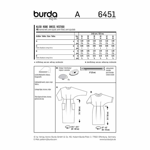 Pattern, Burda, 6451, Dress