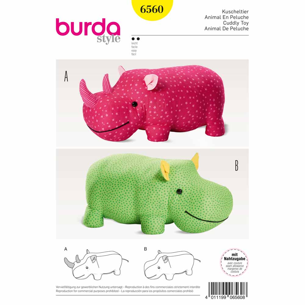 Pattern Burda 6560 Hippo Stuffed Animal Among Brenda s Quilts The ABQ Sewing Studio