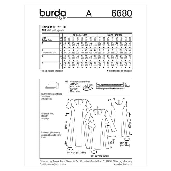 Pattern, Burda, 6680, Ladies Dress