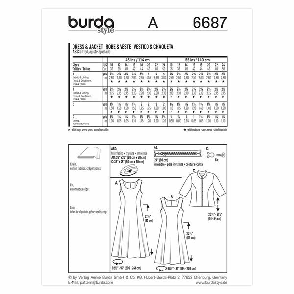 Pattern, Burda, 6687, Dress with Jacket