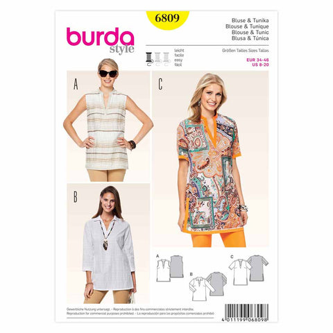 Pattern, Burda, 6809, Women's Top