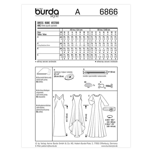 Pattern, Burda, 6866, Evening/Bridal Dress