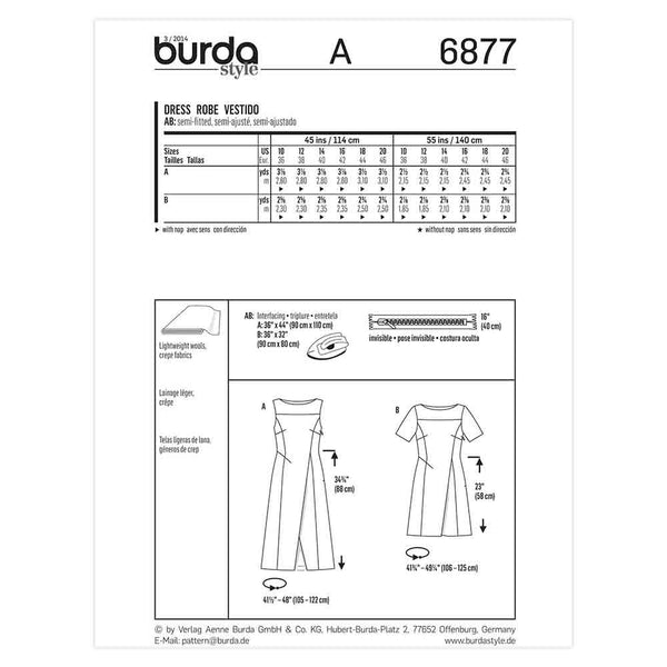 Pattern, Burda, 6877, Dress