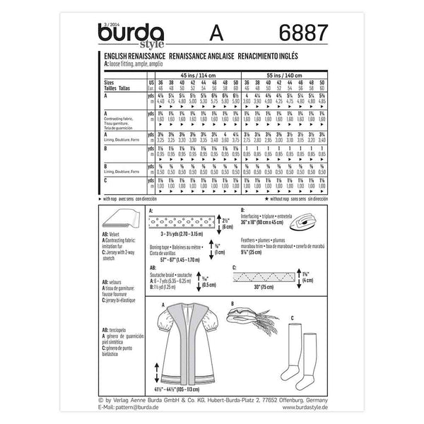 Pattern, Burda, 6887, Men's Historical Costume