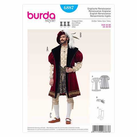 Pattern, Burda, 6887, Men's Historical Costume