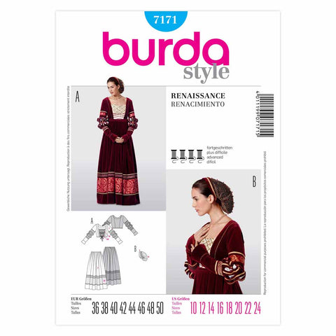 Pattern, Burda, 7171, Historical  Renaissance Dress