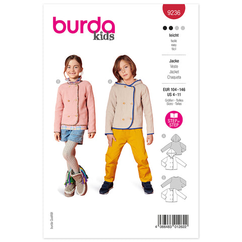 Pattern, Burda, 9236, Jackets, Kids
