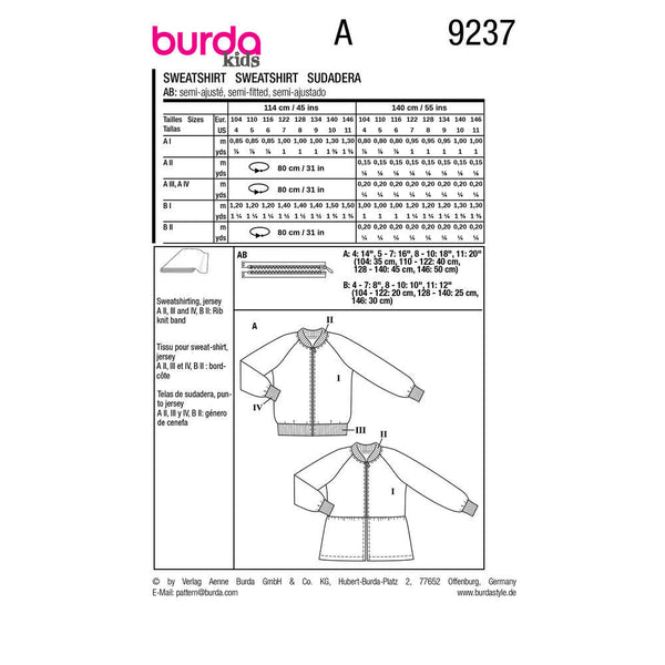 Pattern, Burda, 9237, Tops, Kids