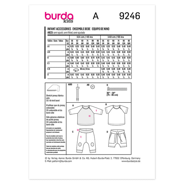 Pattern, Burda, 9246, T-Shirt and Bottoms, Baby