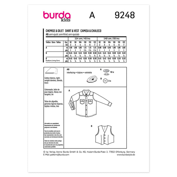 Pattern, Burda, 9248, Tops, Toddlers