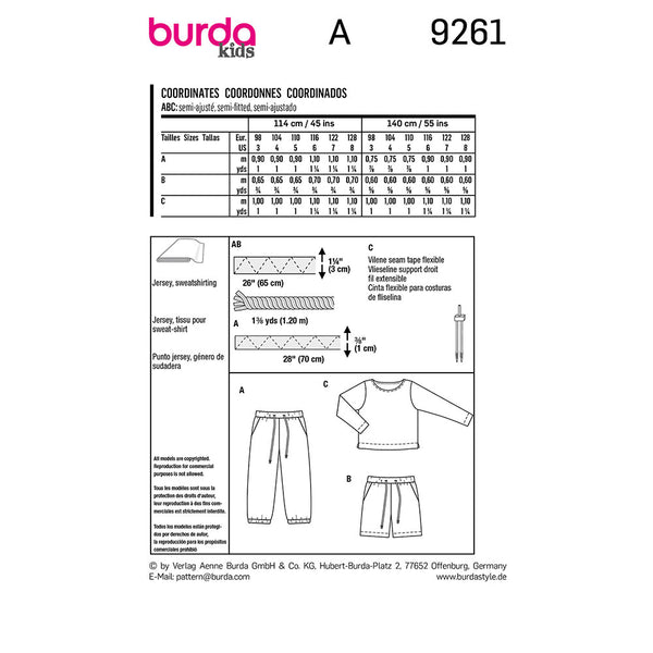 Pattern, Burda, 9261, Pants, Kids