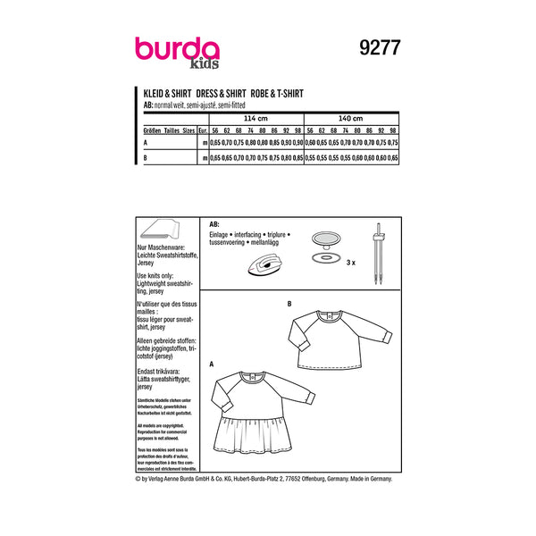 Pattern, Burda, 9277, Dress/Top, Kids
