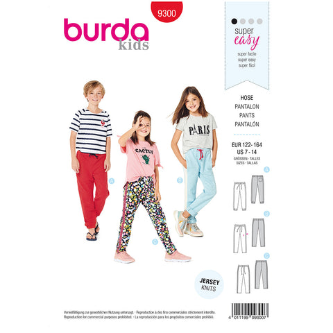 Pattern, Burda, 9300, Kids Pants