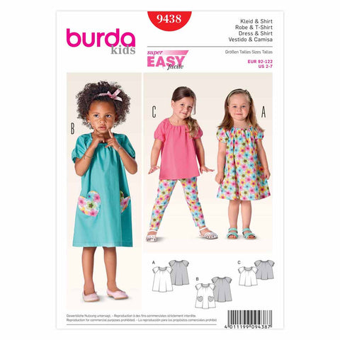 Pattern, Burda, 9438, Top and Dress, KIds, Toddler