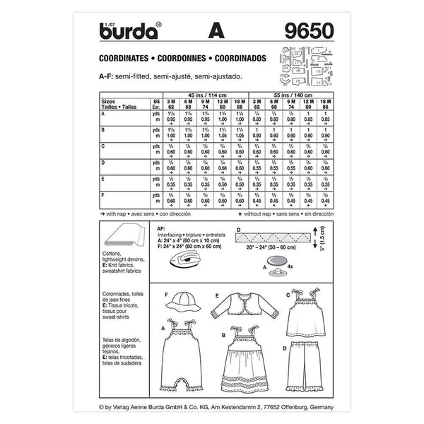 Pattern, Burda, 9650, Coordinates Baby/Toddler