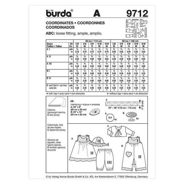 Pattern, Burda, 9712, Baby/Toddler Coordinates